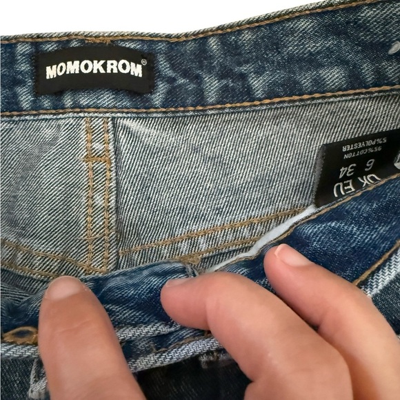 Momokrom Women’s UK 6 (US 2) Distressed High Rise Straight Leg Jeans Medium Wash - Picture 5 of 5
